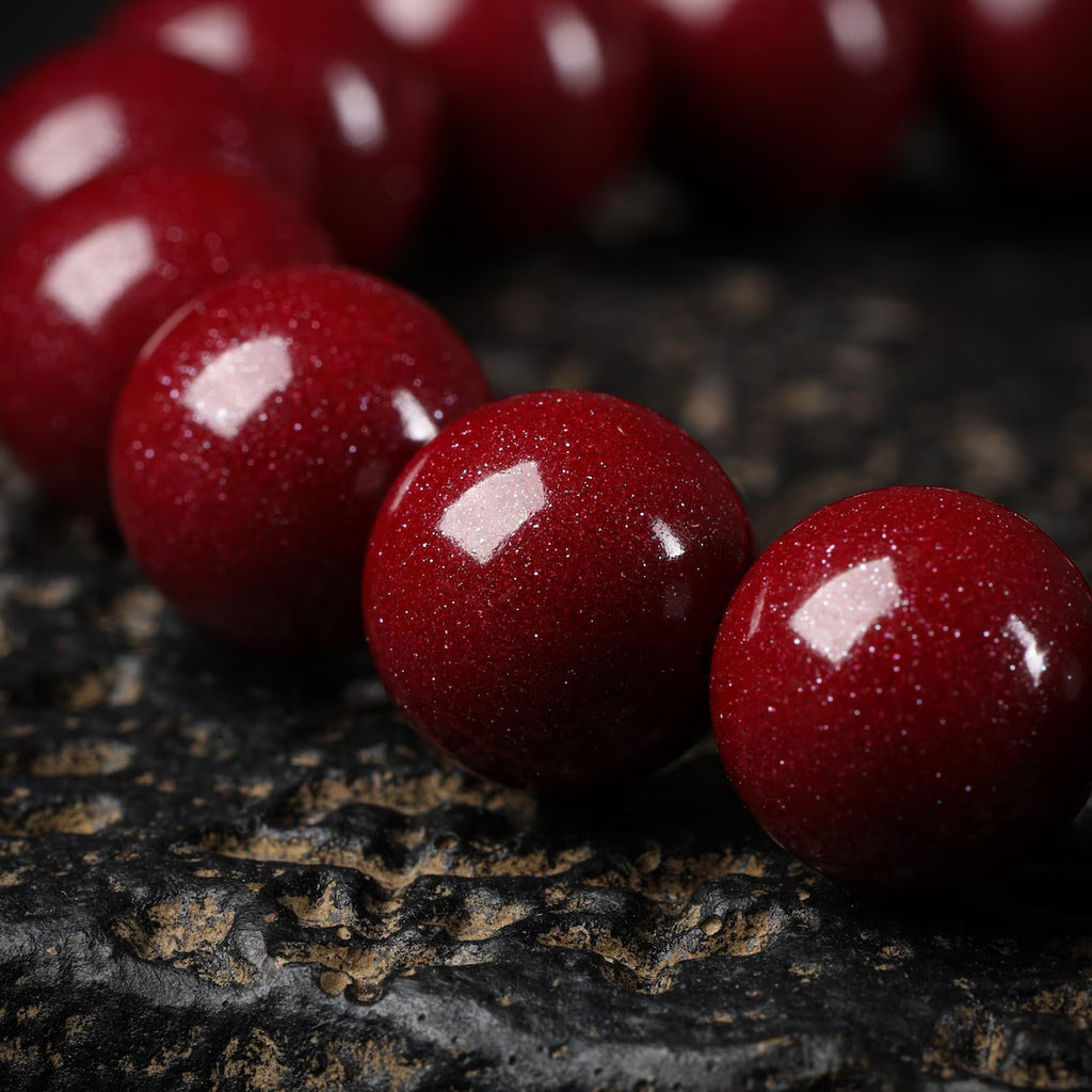 Dharma Deer Cinnabar Amulet Mala Bead Bracelet