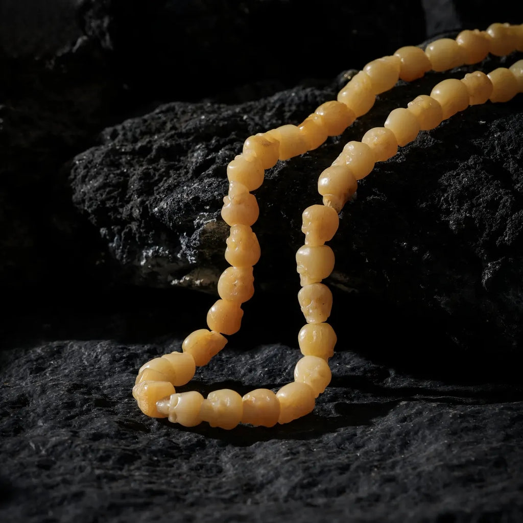 Dharma Deer Bone Skull Necklace 108 Beads