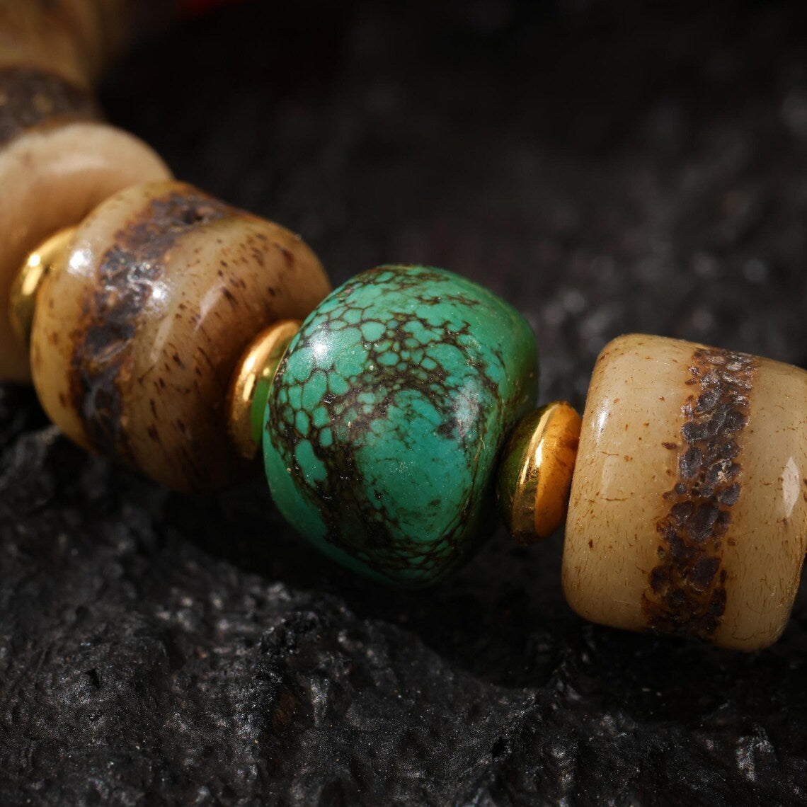 Dharma Deer Yak Bone Tibetan Talisman Bracelet