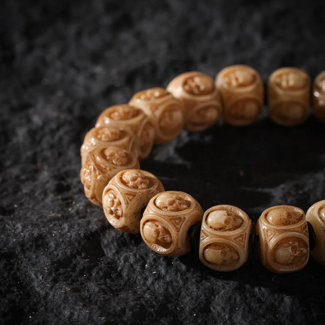 Dharma Deer Yak Bone Skull Bracelet