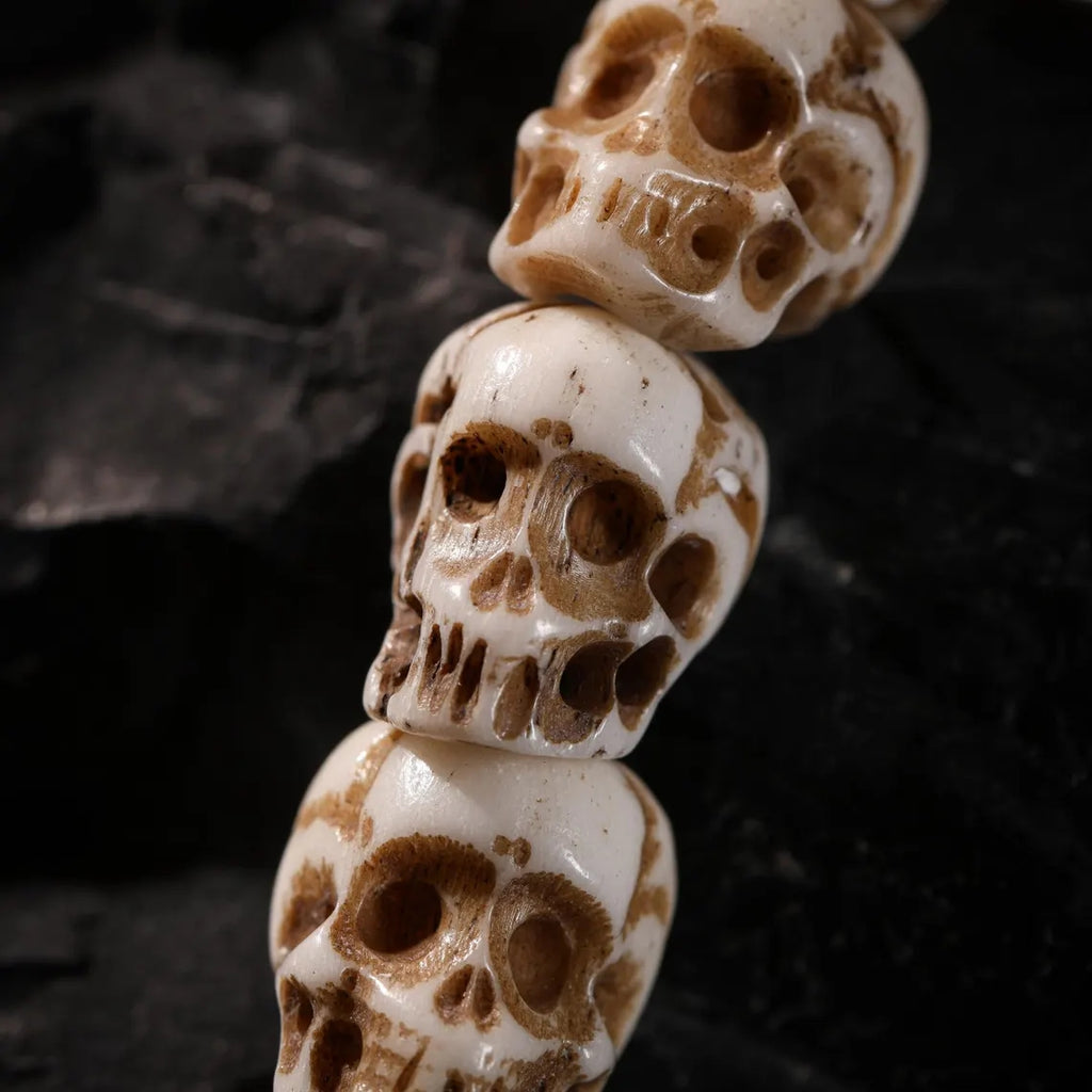 Dharma Deer Bone Skull Necklace 108 Beads