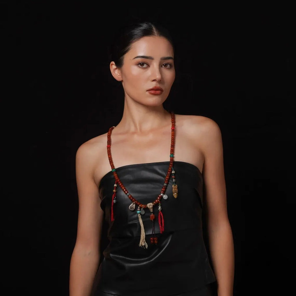 Dharma Deer Bone Necklace 108 Mala Beads