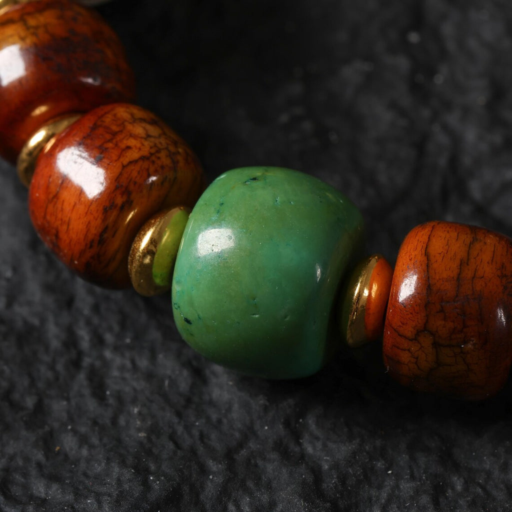 Dharma Deer Yak Bone Dzi Skull Bead Bracelet
