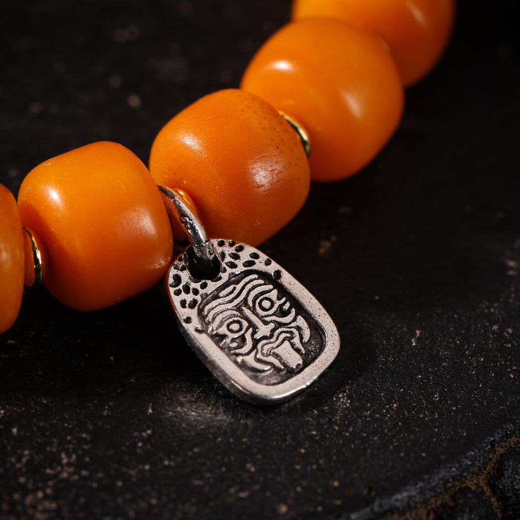 Dharma Deer Tibetan Sacred Yak Bone Bracelet Dzi & Zaki