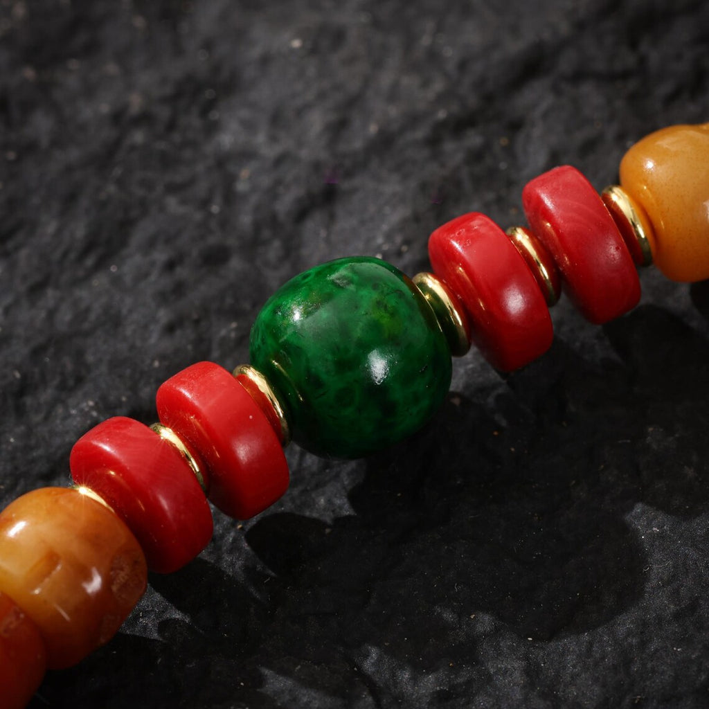 Dharma Deer Bone Skull Necklace 108 Mala Beads