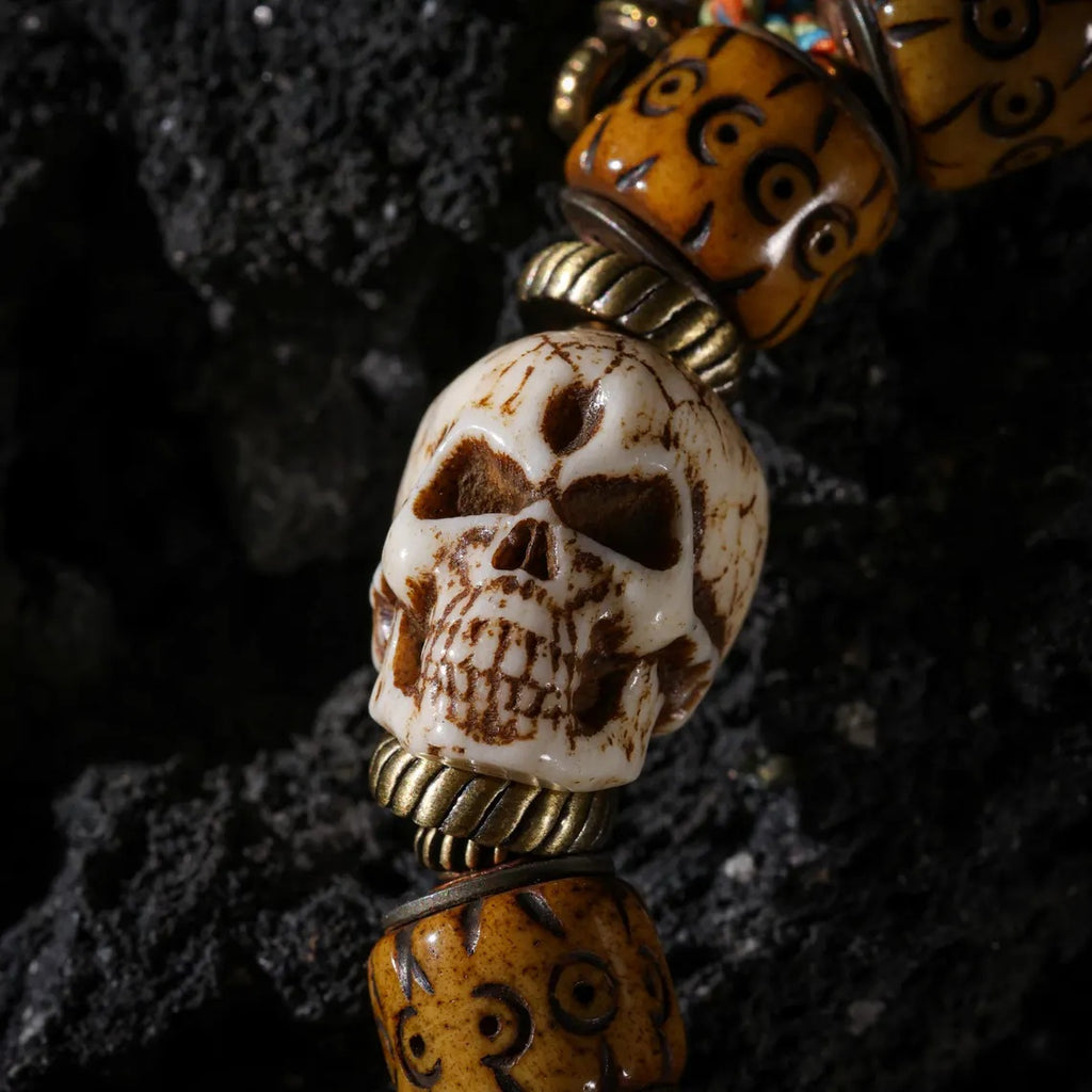 Dharma Deer Bone Skull Bracelet Tibetan Protection Talisman