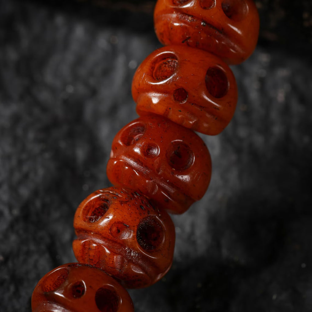 Dharma Deer Yak Bone Skull Necklace 108 Mala Beads