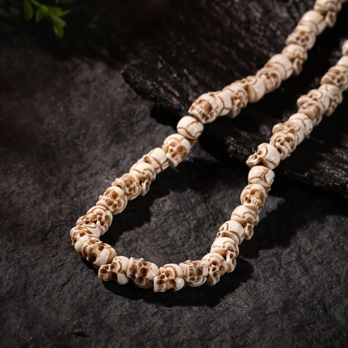 Dharma Deer Bone Skull Necklace 108 Beads