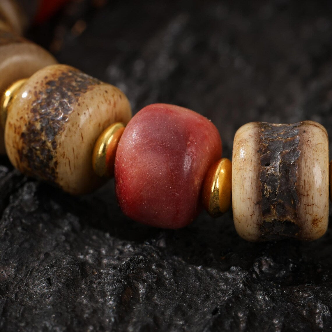 Dharma Deer Yak Bone Tibetan Talisman Bracelet
