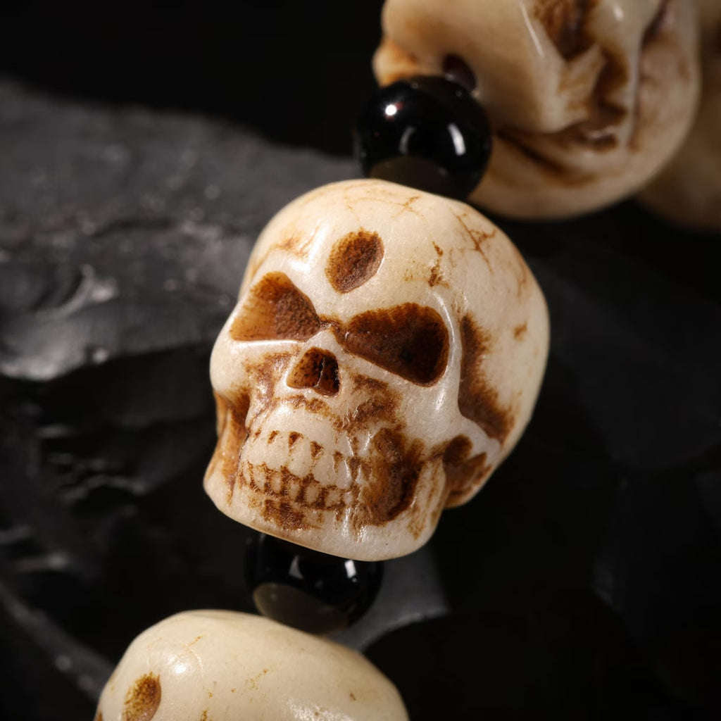 Dharma Deer Bone Skull Bracelet Charnel Ground