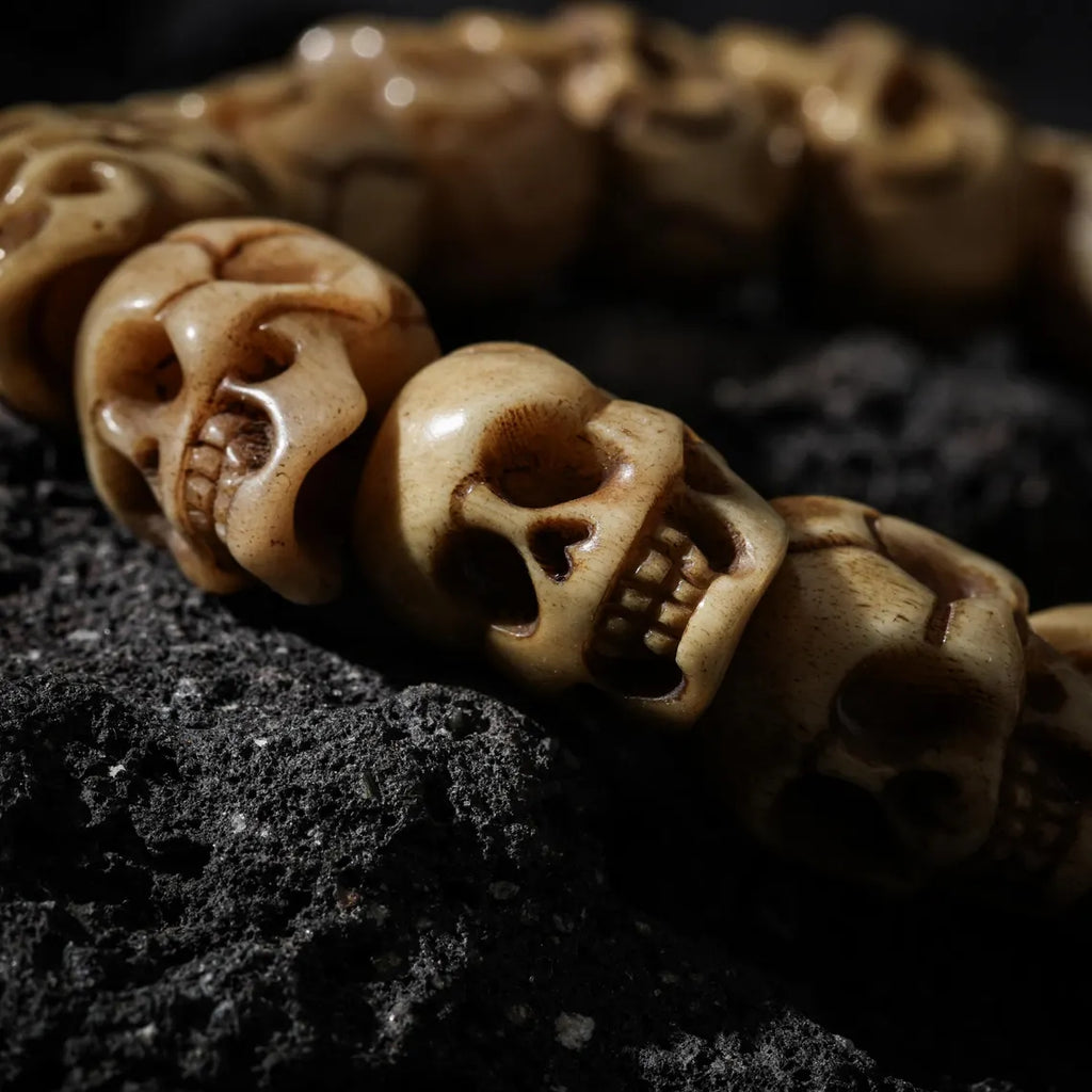 Dharma Deer Bone Skull Bracelet Protection Amulet