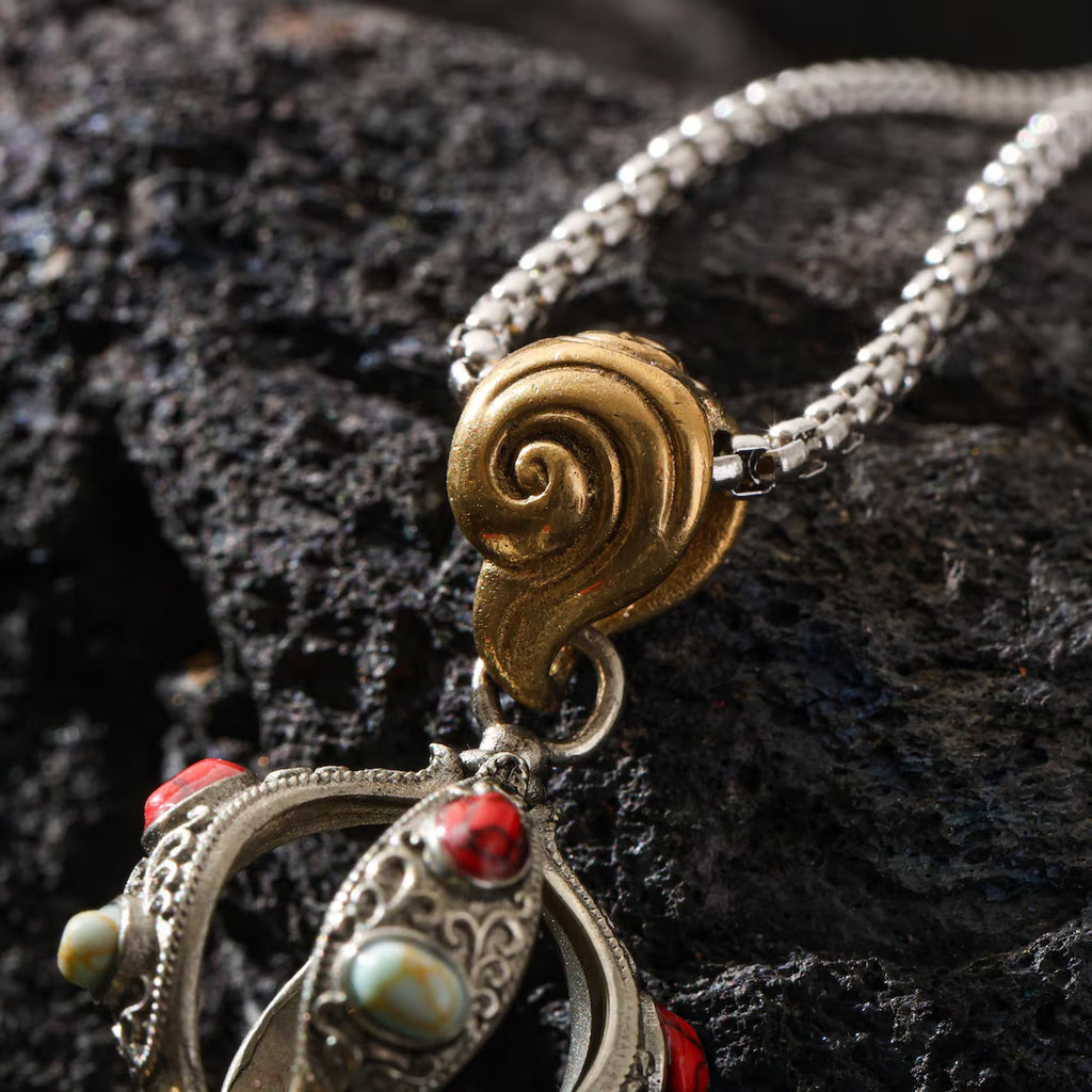Dharma Deer Five-Pronged Vajra Pendant Necklace Tibetan Amulet