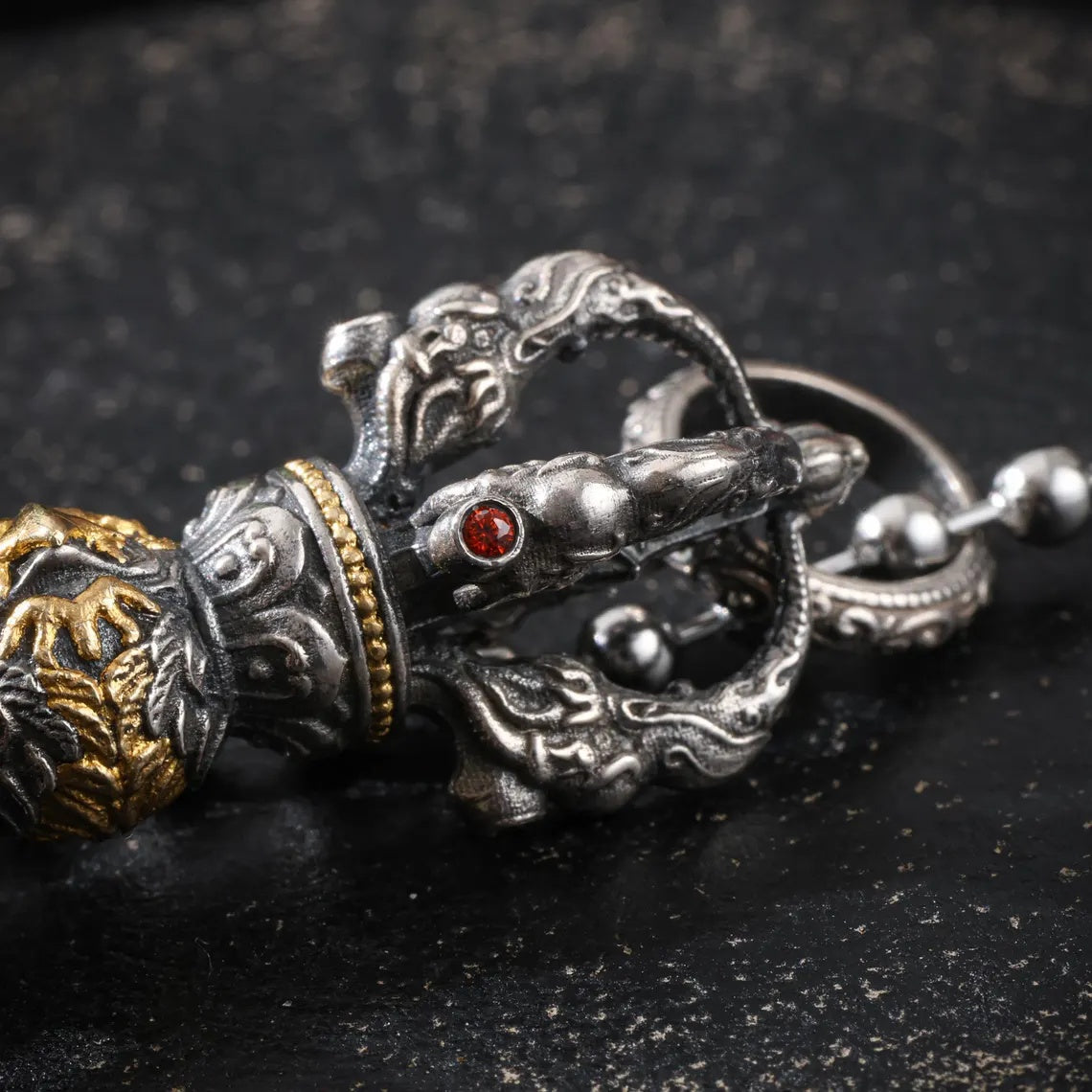 Dharma Deer Five-Pronged Vajra Pendant 24K Gold Vermeil