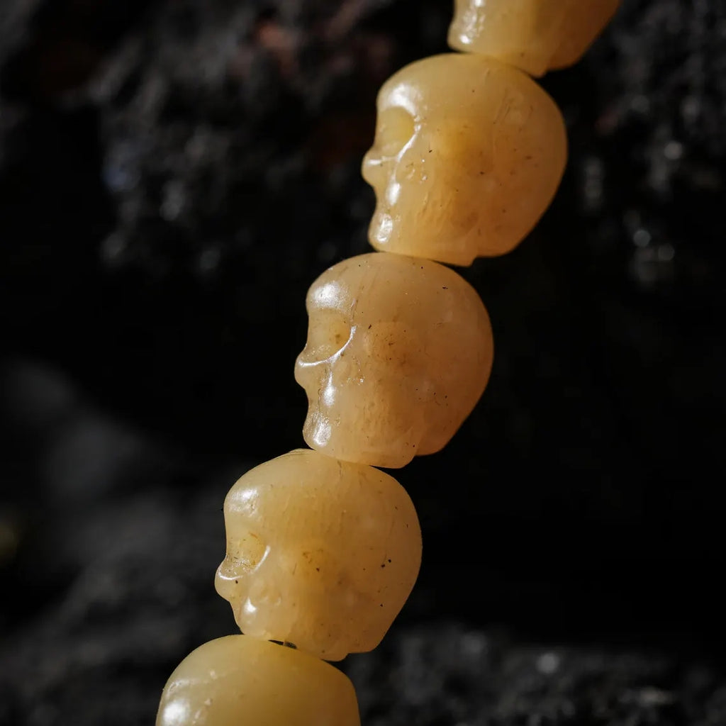 Dharma Deer Bone Skull Necklace 108 Beads