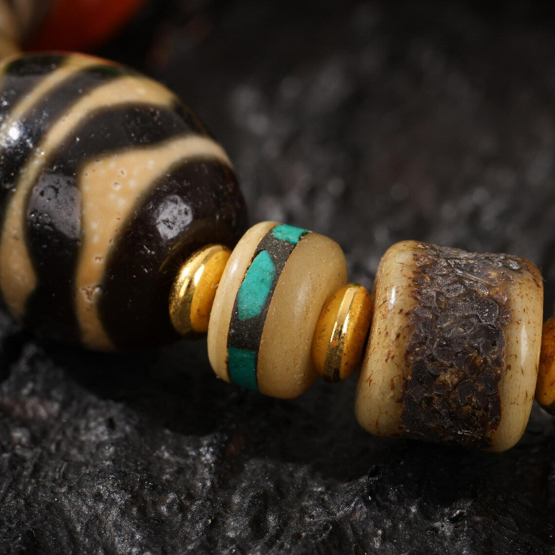 Dharma Deer Yak Bone Tibetan Talisman Bracelet