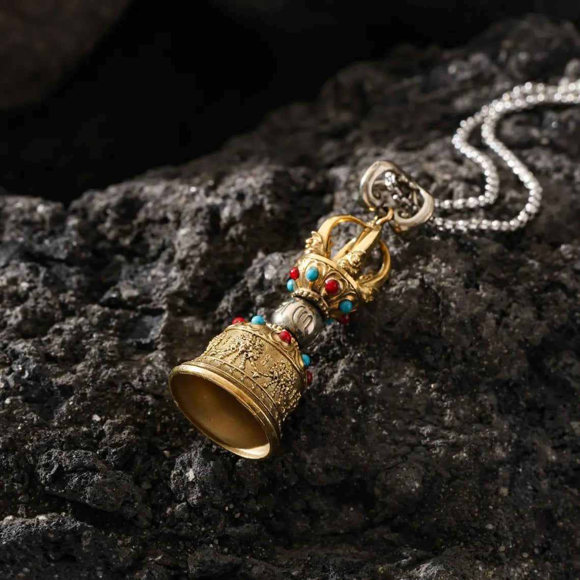 Dharma Deer Vajra Bell Pendant (Ghanta)