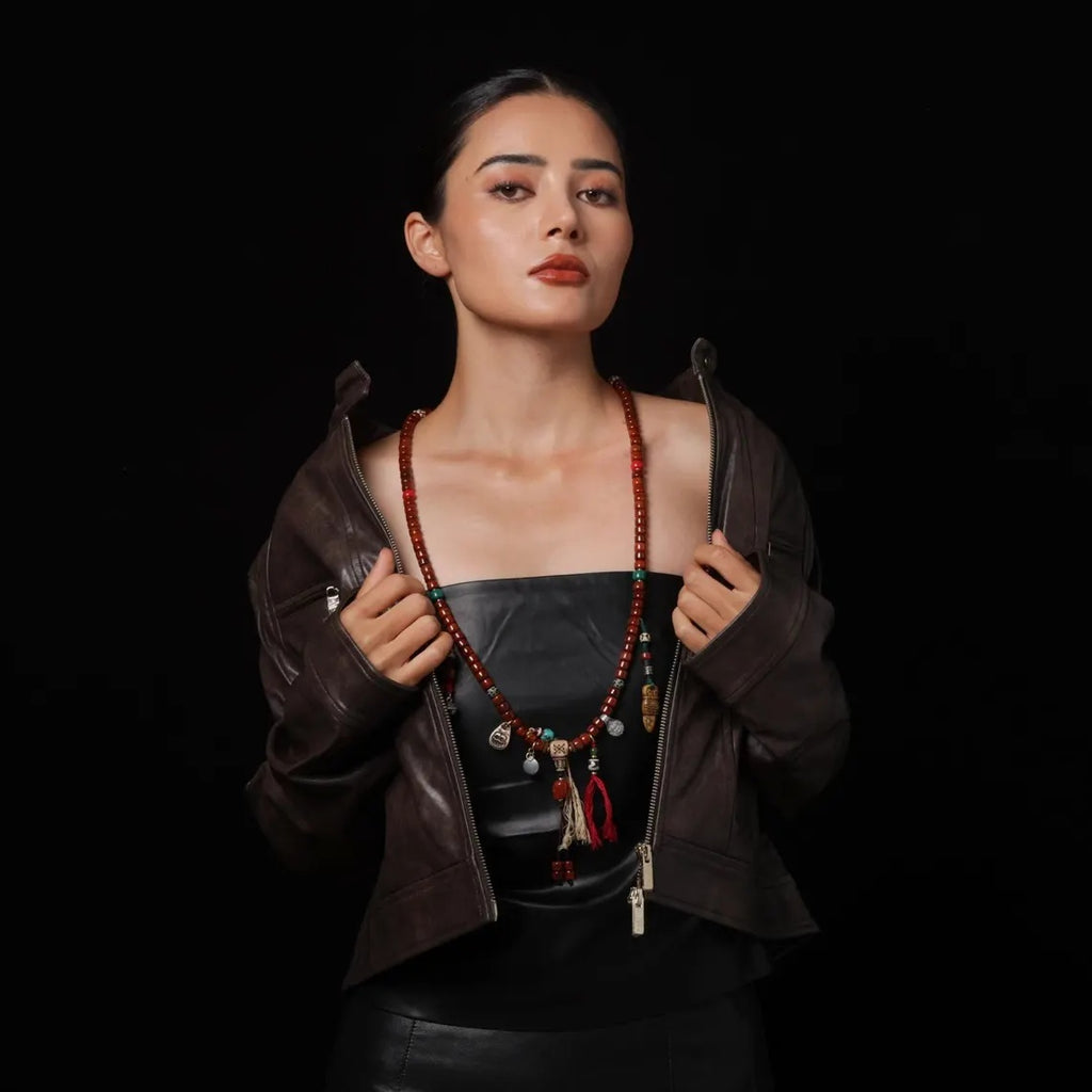 Dharma Deer Bone Necklace 108 Mala Beads