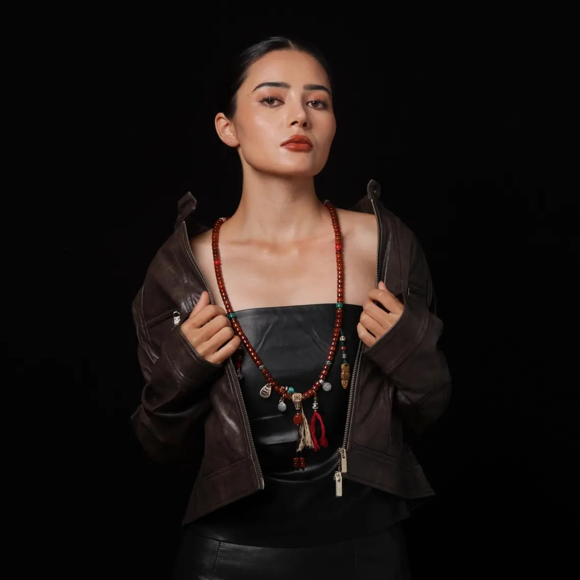Dharma Deer Bone Necklace 108 Mala Beads