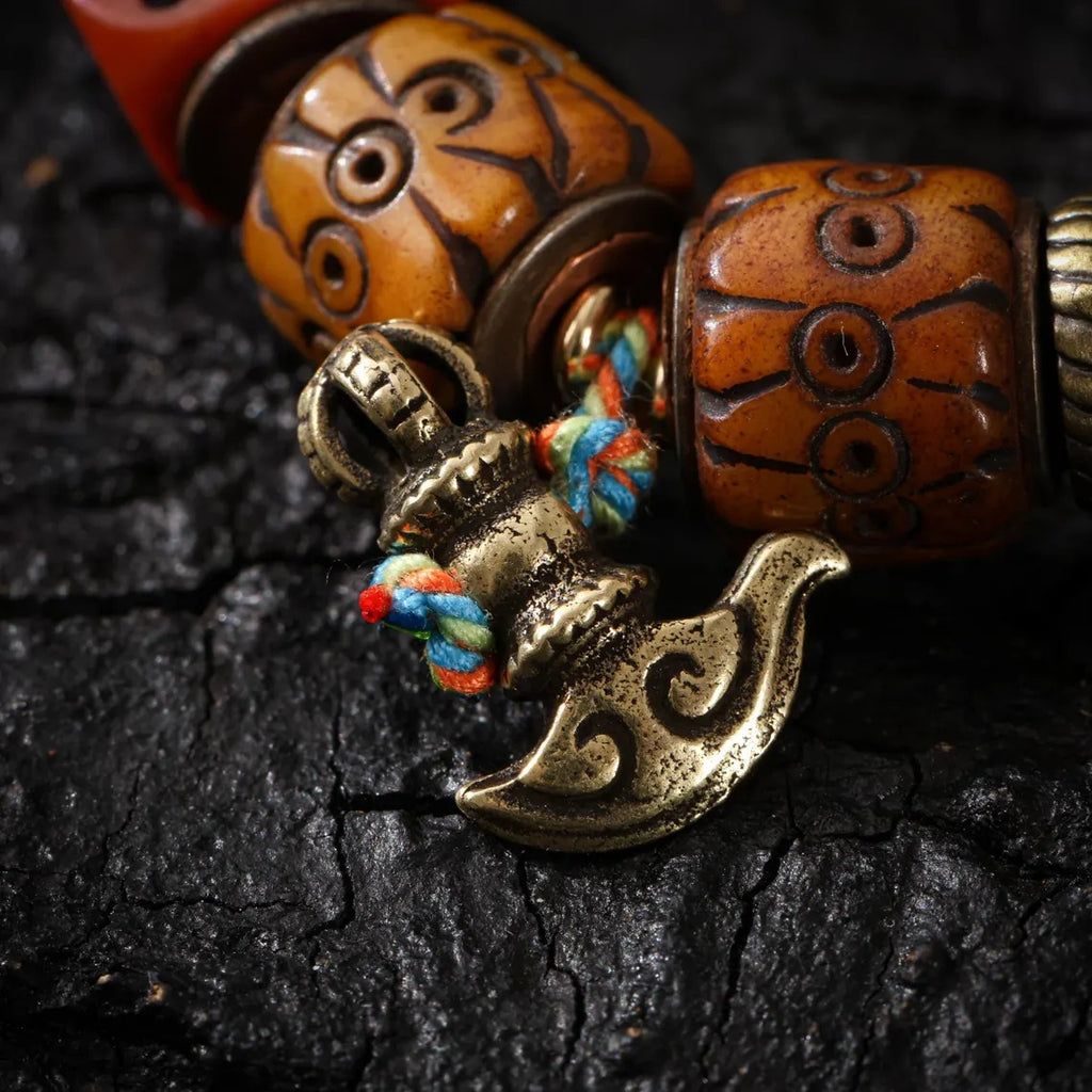 Dharma Deer Bone Skull Bracelet Tibetan Protection Talisman