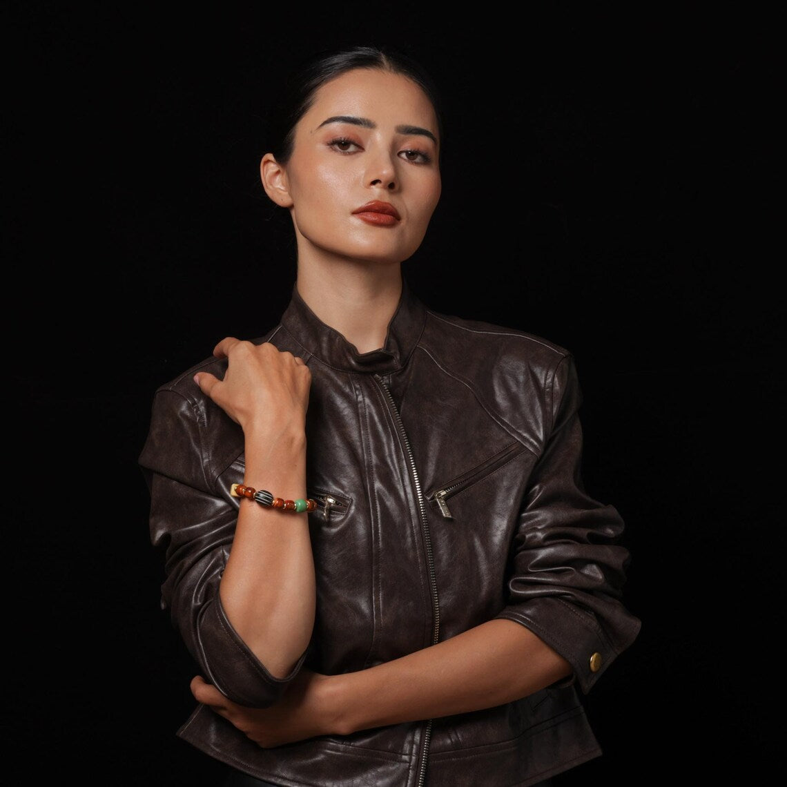Dharma Deer Yak Bone Dzi Skull Bead Bracelet