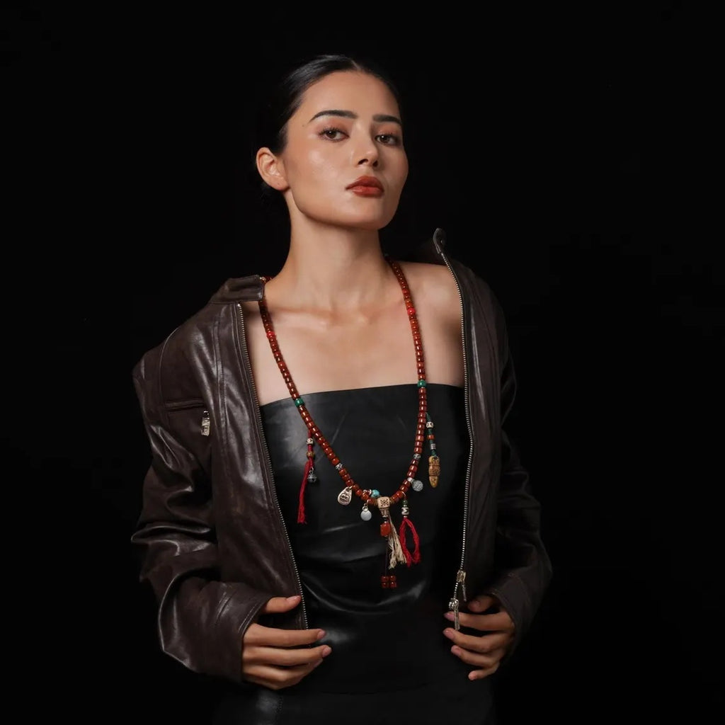Dharma Deer Bone Necklace 108 Mala Beads